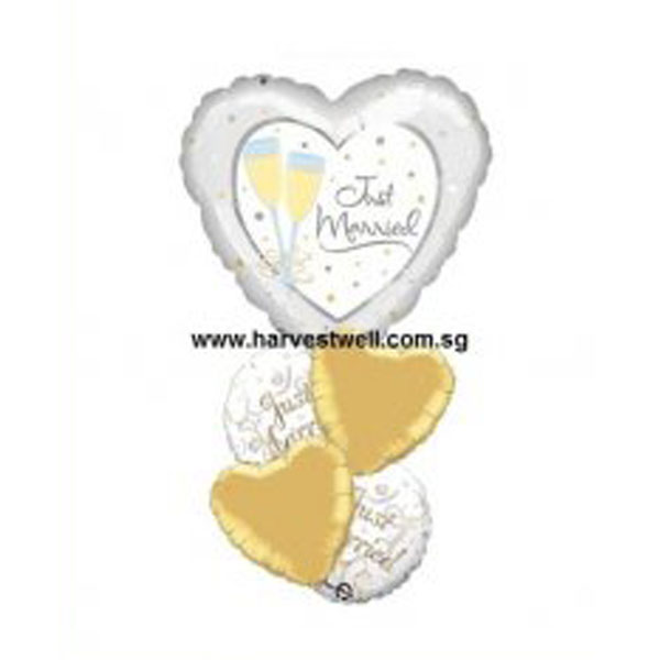 Just Married Silver(Love) Gold Balloon Package